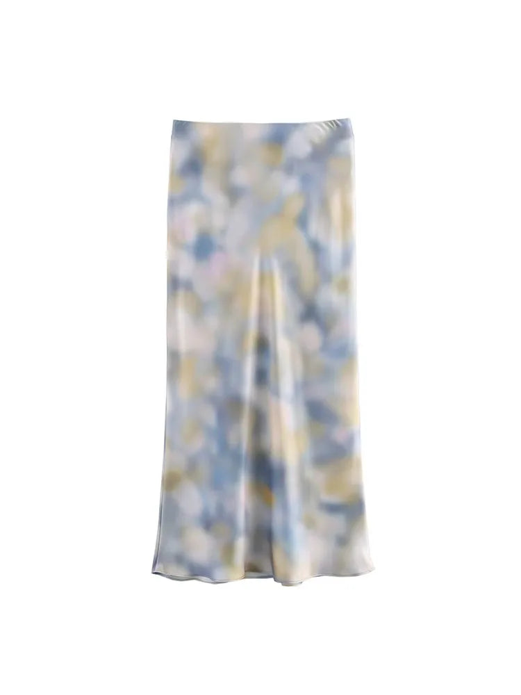 Women Summer 2-Pieces Sets 2025 Vintage Tie-dye Shirts Tops and Skirts Female Elegant Street Two Suits Clothing