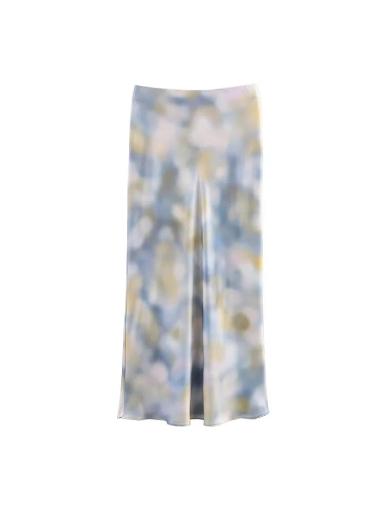 Women Summer 2-Pieces Sets 2025 Vintage Tie-dye Shirts Tops and Skirts Female Elegant Street Two Suits Clothing