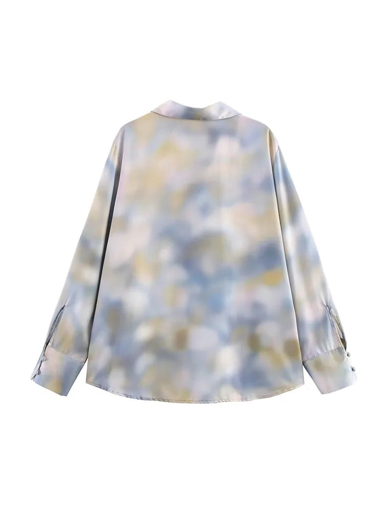 Women Summer 2-Pieces Sets 2025 Vintage Tie-dye Shirts Tops and Skirts Female Elegant Street Two Suits Clothing