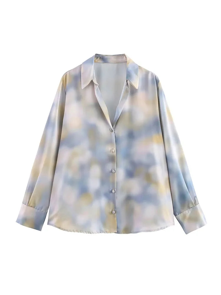 Women Summer 2-Pieces Sets 2025 Vintage Tie-dye Shirts Tops and Skirts Female Elegant Street Two Suits Clothing